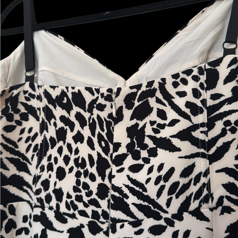 Sergio Hudson Elegant Black and White Print Midi Dress size XL - Picture 4 of 7